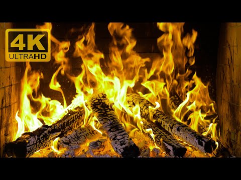 🔥 YELLOW FIREPLACE 4K! Magic Fireplace Burning with yellow flames (12 HOURS)