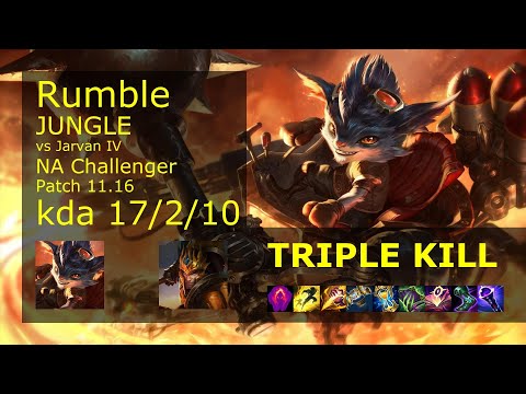 Rumble vs Jarvan IV Jungle - NA Challenger 17/2/10 Patch 11.16 Gameplay