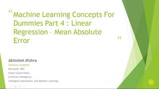 Machine Learning Concepts For Dummies Part 4 - Mean Absolute Error ⚠️ In Linear Regression