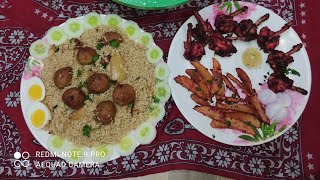 kofta pulao and chicken fry 🍗 full recipe do like share and subscribe to my YouTube channel ❤️