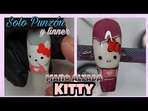 MANO ALZADA en uñas PASO A PASO/ KITTY nail art 💅✨