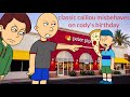 Classic Caillou Misbehaves On Cody S Birthday And Get S Grounded