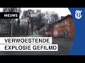 Dashcam filmt raketaanval op woonwijk in Oekraïne