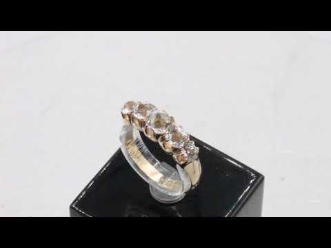 9ct Yellow Gold 5 Stone Cubic Zirconia Size P 2.3g Ring - 0340210