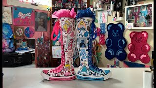 Custom Knee-High Converse Shoes 👢💙🩷