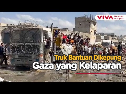 Warga Palestina Berebut Bantuan, Truk-Truk Kemanusiaan Dikepung