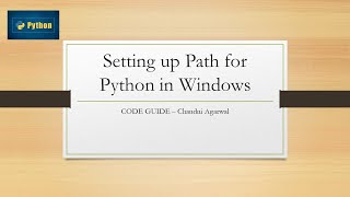 Setting up Path for Python in Windows10 | Python Path Setting