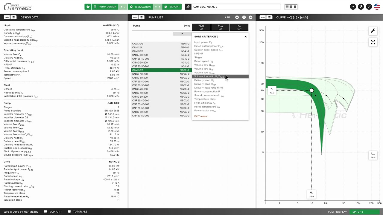 05 | HERMETIC expert tool | “Pump list” Panel (en)
