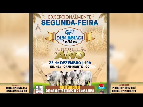 "2º" LEILÃO EXCEPCIONAL CASA BRANCA LEILÕES -  CAMPINORTE - GO 22/12/2025