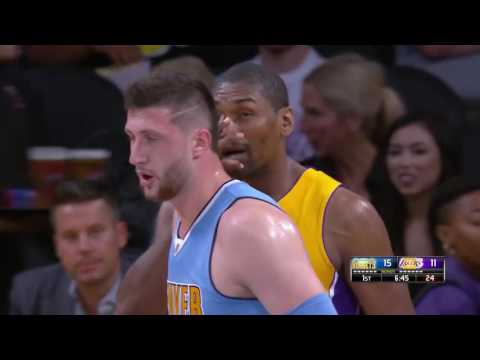 NEW ►►Jusuf Nurkic Posterizes Metta World Peace Nuggets vs Lakers Oct 7, 2016 2016 17 N