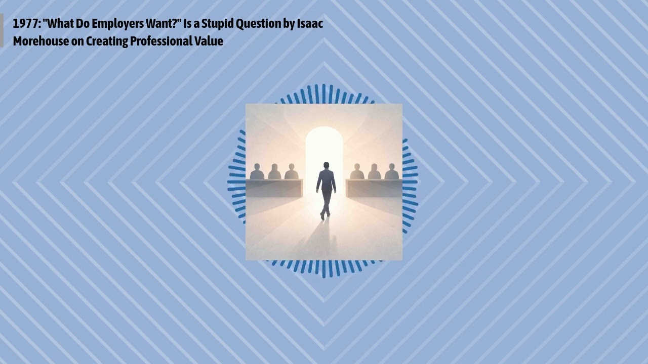 1977: "What Do Employers Want?" Is a Stupid Question by Isaac Morehouse on Creating Professional...