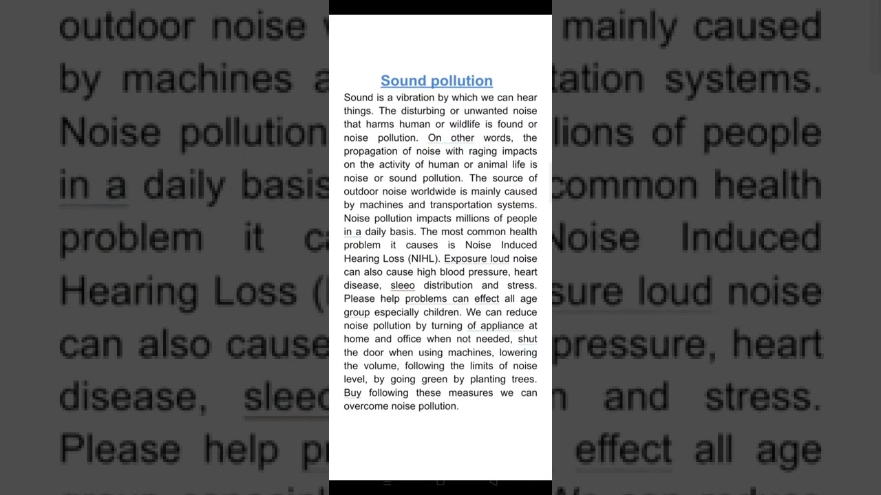Sound pollution Paragraph