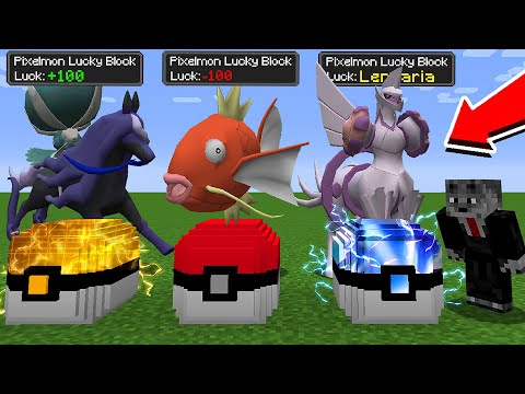 Escolha a Lucky Pixelmon 0% vs 100% vs -100% de SORTE com Pokemon Lendario vs  Inicial no Minecraft