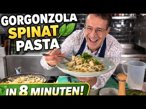 Cremige Gorgonzola-Spinat-Pasta in 8 Minuten! | Schnell & einfach