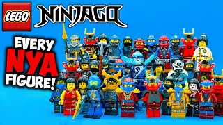 YouTube thumbnail: Every LEGO Ninjago Nya Minifigure! 2011-2023 REVIEWED!