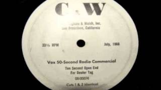 Vox Instruments Radio commercial from July 1966