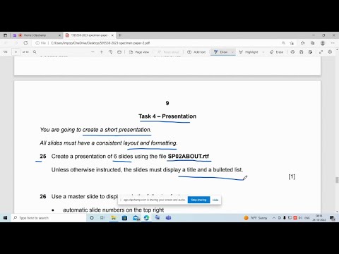 PRESENTATION 2023 SPECIMEN PAPER