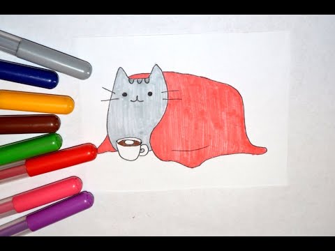 Как нарисовать зимнего кота Пушина. Winter Pushin