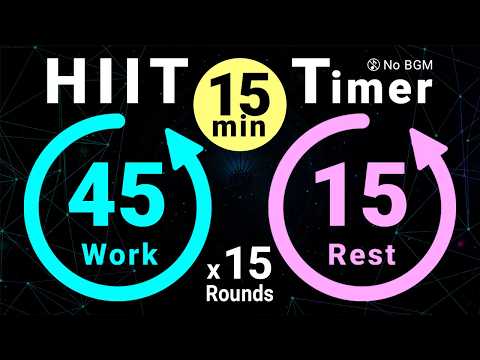15-Minute HIIT Timer: 45s Work / 15s Rest - 15 Rounds (No BGM)