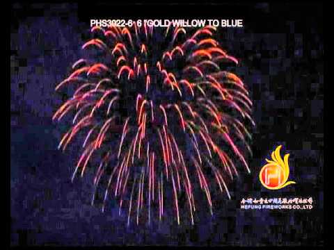 6 Inch Firework Shell - Gold Willow to Blue