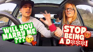 Boyfriend raps proposal to shocked girlfriend carpool karaoke style