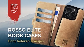 Rosso Elite iPhone 15 Plus Hoesje MagSafe Book Case Leer Zwart Hoesjes