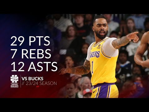 D'Angelo Russell 29 pts 7 rebs 12 asts vs Bucks 23/24 season