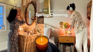 cleaning my tiny apartment for spring 🌷 | full reset + self care routine, body doubling, cozy vibes