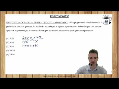 AOCP05Q01 - INSTITUTO AOCP - 2015 - EBSERH - PORCENTAGEM (www.gurudamatematica.com.br)