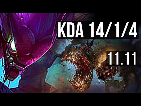 KHA'ZIX vs FIDDLESTICKS (JUNGLE) | 14/1/4, Rank 7 Kha, Legendary | BR Challenger | v11.11