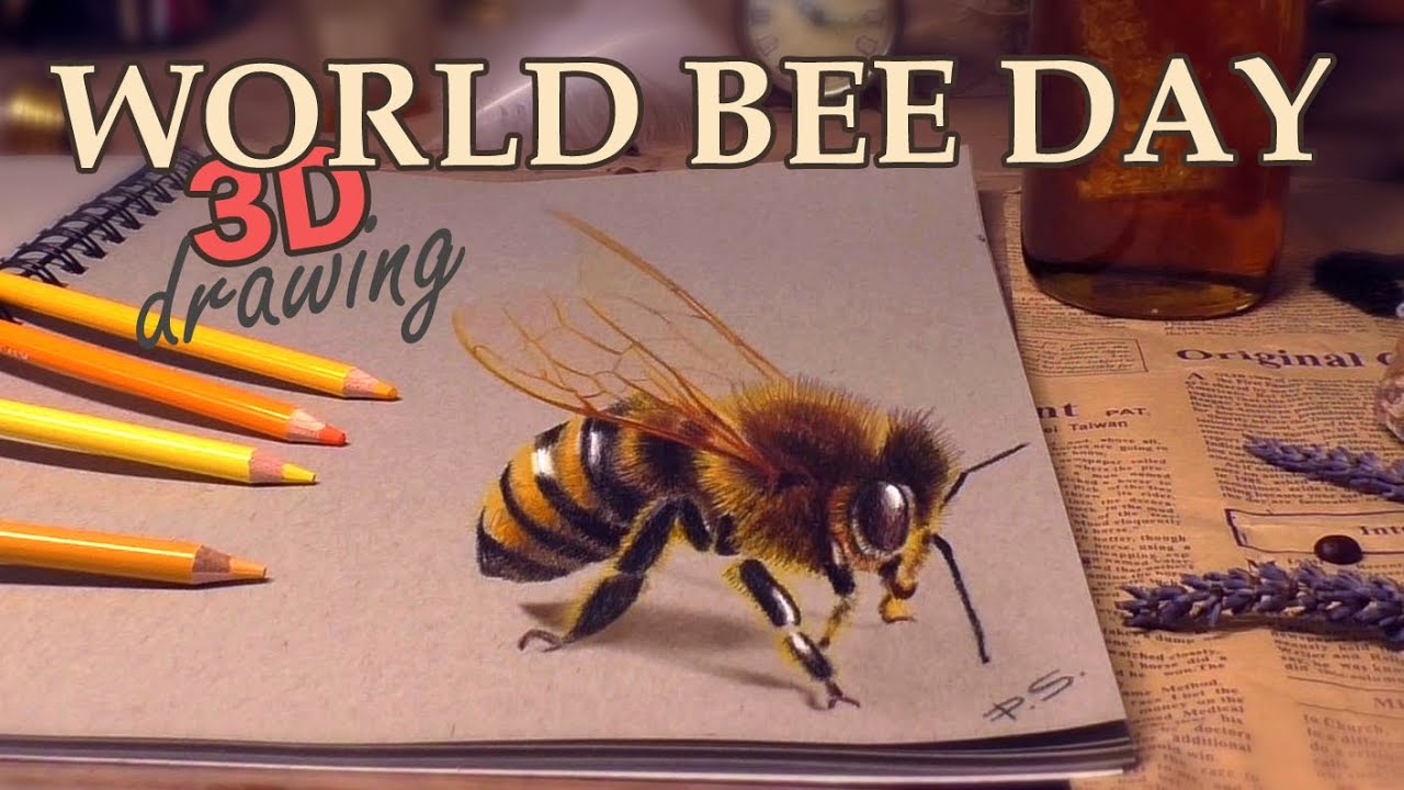 3d drawing and coloring of a bee by stefan pabst