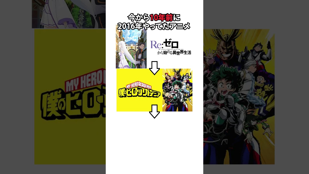 2016年に放送開始したアニメ 3選  #shorts  #リゼロ  #ヒロアカ