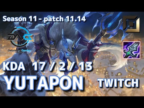 【韓国サーバー/M1】DFM Yutapon トゥイッチ(Twitch) VS ジンクス(Jinx) BOT - Patch11.14 KR Ranked【LoL】
