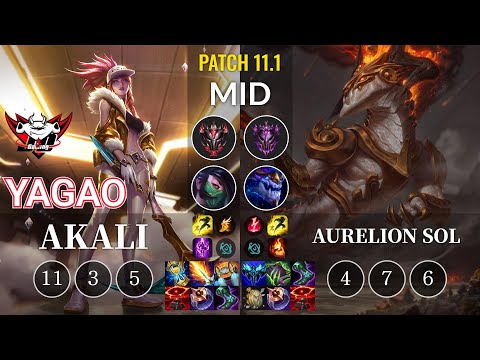 JDG Yagao Akali vs Aurelion Sol Mid - KR Patch 11.1