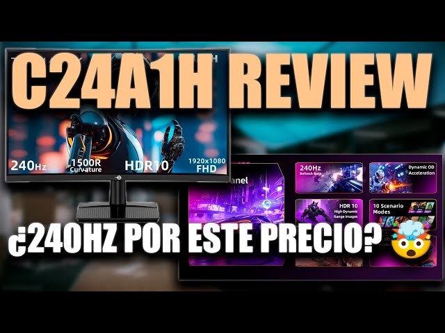 Vídeo relacionado con TITAN ARMY 24 Pulgadas 240Hz Curvo Gaming Monitor, Curvatura 1500R FHD 1920 x 1080p PC Monitor 1ms, G-Sync&FreeSync,110% sRGB HDR,HDMI,DP,C24A1H