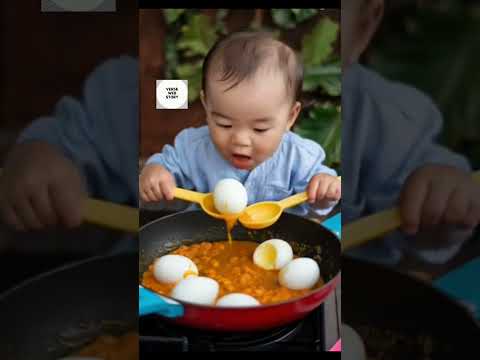 Baby Eating Boiled Eggs #Babycare #babyfood
