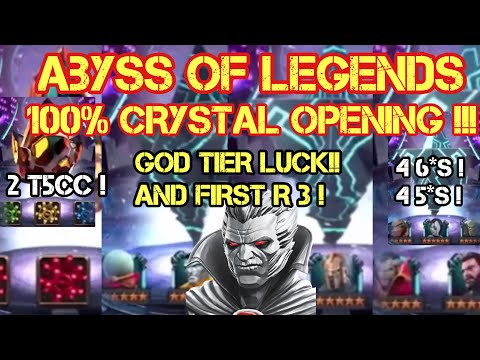 ABYSS 100 PERCENT CRYSTAL OPENING !! Best abyss of legends opening EVER? And first Rank 3 !