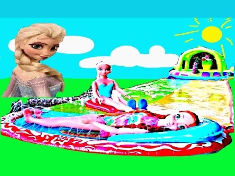 Disney Frozen Movie Videos 2016 Anna vs Elsa Slip n' Slide Slime Bath Surprise Kids Fun Activities Video