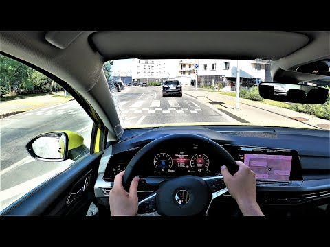 New Volkswagen Golf 8 Style 1.5 eTSI 150 HP, Mild Hybrid, POV Test Drive. VW Golf GoPRO city drive.
