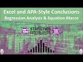 Regression in Excel (Hypothesis Test, APA-Style Conclusion, & Prediction Macro)