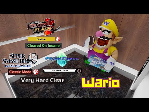 Smash Flash 2, Smash Crusade, and Prism Cross Run Playthroughs - Wario