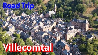 🏰 Villecomtal 🛣️ immersion au cœur de ce village d’Aveyron.  🚗 Route panoramique 4K