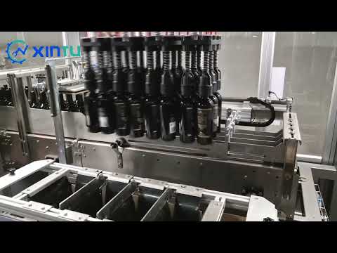 Top load case packer for bottled red wine| Case packing machine for bottles