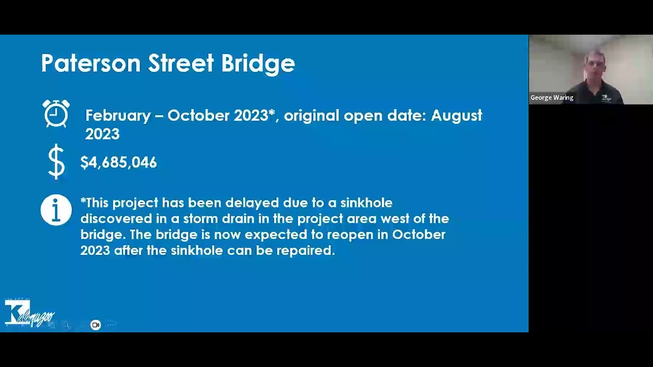 City of Kalamazoo Street Projects Update Webinar, September 12, 2023
