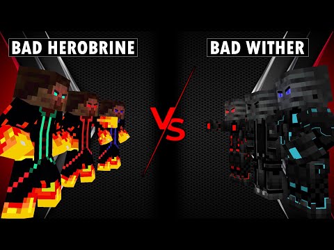 BAD HEROBRINE VS BAD WITHER MONSTER SCHOOL ANIMATION