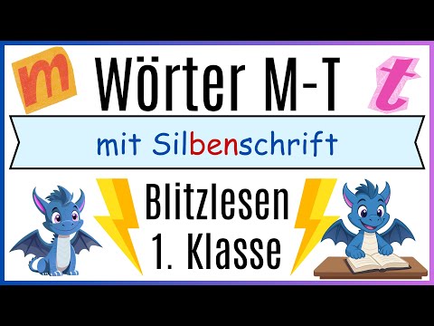 ⚡️📚Blitzlesen📚⚡️M-T 🟦Silbenschrift🟥 / 1. Klasse / Bayern / Piri