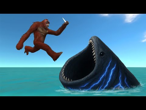 Kaiju Jumping Inside Bloop Giant Maw - Animal Revolt Battle Simulator