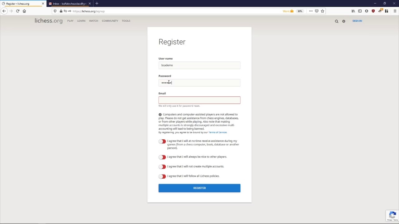 Making a Lichess Account