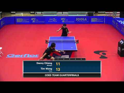 2016 NCTTA Nationals Coed Teams 1/4 Final - Danny Chiang (Michigan) vs Tim Wang (UT Austin)
