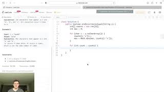 YouTube video 'Leetcode Solution - 1941 Check if All Characters Have Equal Number of Occurrences'